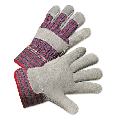 Guantes de palma de cuero, grandes, de piel de vacuno, de cuero, grises, con dorso rayado