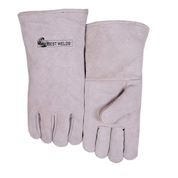 Leather welding gloves, cowhide suede, small size, blue
