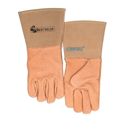 Guantes de soldadura especiales, piel de cerdo flor, talla grande, dorados