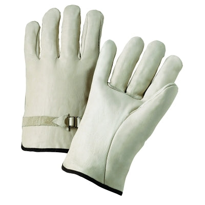 Guantes de conductor de piel de vacuno de grano fino, tamaño pequeño, sin forro, color natural, con dorso elástico fruncido.