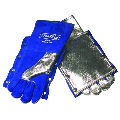 Guantes de soldadura de piel de vacuno serraje, forro completo, grandes, azules, con almohadilla trasera