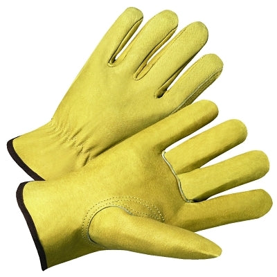 Guantes de conductor de piel de cerdo de grano estándar, grandes, sin forro, color canela