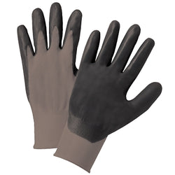 Nitrile-coated gloves, extra large size, black/grey