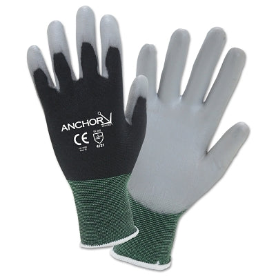 Guantes con palma recubierta de PU, talla mediana, color negro/gris