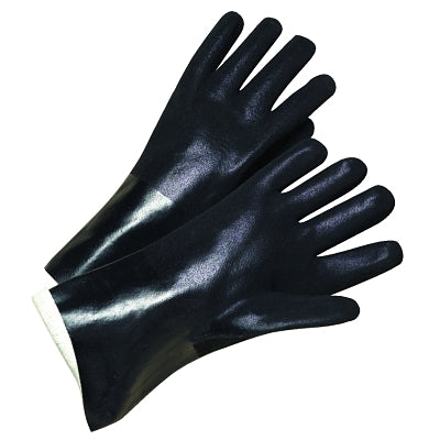 Guante con revestimiento de PVC y forro de jersey, agarre de papel de lija, 14 pulgadas, grande, negro
