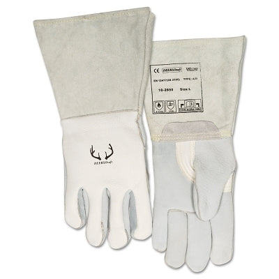 Guantes de soldadura de calidad, piel de vacuno serraje, grandes, color rojizo, para mano izquierda