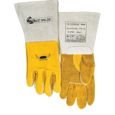Guantes de soldadura premium, piel de vacuno flor, extra grandes, dorados