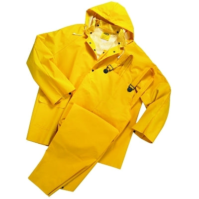 Traje impermeable de 3 piezas (chaqueta, capucha y overol), 0,35 mm, PVC sobre poliéster, amarillo, talla extragrande