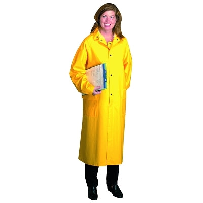 Impermeable de 48 pulgadas con capucha desmontable, 0,35 mm, PVC sobre poliéster, amarillo, talla 5XL
