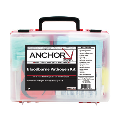 Kit para detectar patógenos transmitidos por la sangre, limpieza de derrames de sangre, estuche de plástico, soporte de pared