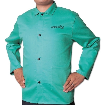 Chaqueta de satén de algodón ignífuga (FR), talla extragrande, color verde visual