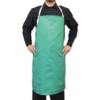 Delantal con pechera de satén de algodón ignífugo, 61 cm de ancho x 107 cm de largo, color verde