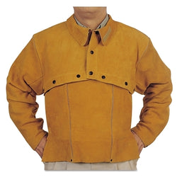 Capa de cuero con mangas, cierre a presión, talla extra grande, marrón dorado