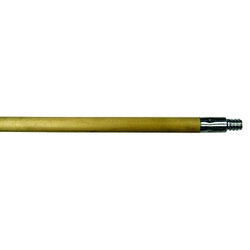 Wooden broom handle, hardwood with metal tip, 60 inches x 15/16 inches in diameter