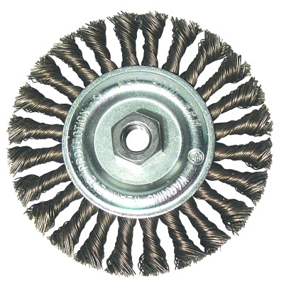 Ruedas de nudo torcido estándar, 6 pulg. de diámetro, cara de 1/2 pulg., alambre de acero inoxidable de 0,23 pulg.