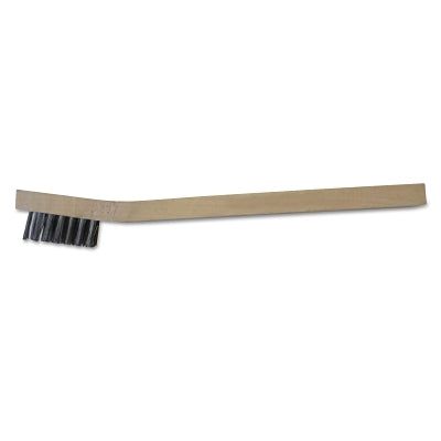 Cepillo de inspección, 3 x 7 filas, cerdas de acero inoxidable, mango de madera curvo