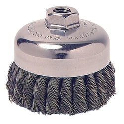 Cepillos de copa de nudo resistentes, 6" de diámetro, alambre de acero inoxidable de 0,023"