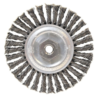 Cepillo de rueda de cuentas de cara estrecha, 4 de diámetro x 3/16 de ancho, acero al carbono 0,02, 3/8 - 24