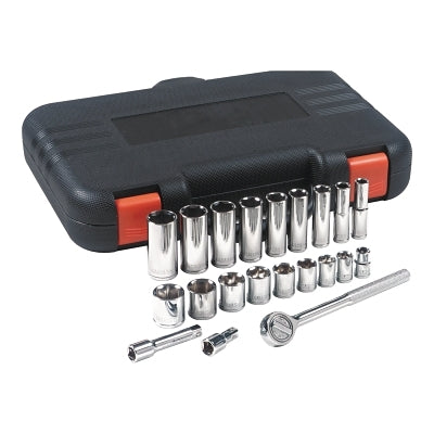 22-piece standard and deep socket sets, 3/8 in., 6-point