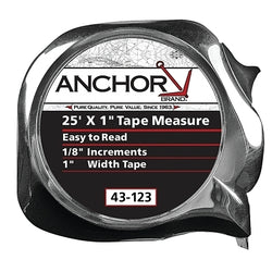 Easy-to-read measuring tape, 1 inch x 25 feet, orange