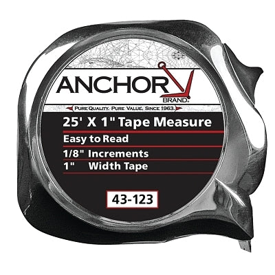 Easy-to-read measuring tape, 1 inch x 25 feet, orange