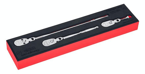 Juego de trinquetes de cabeza flexible con tecnología Dual 80® con accionamiento de 1/4" y organización PRO-FI™ (rojo) de 3 piezas