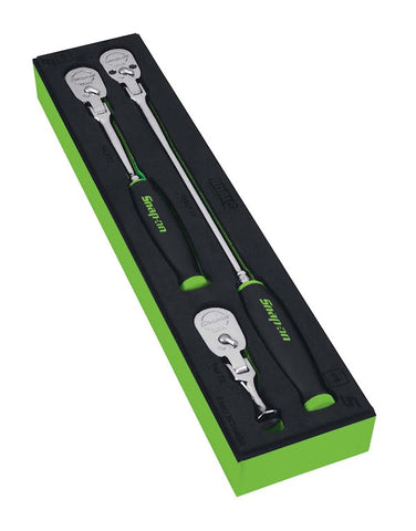 Juego de trinquete de cabeza flexible con agarre suave y tecnología Dual 80® con accionamiento de 1/4" de 3 piezas con organización PRO-FI™ (verde)