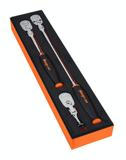 Juego de trinquete de cabeza flexible con agarre suave y tecnología Dual 80® con accionamiento de 1/4" de 3 piezas con organización PRO-FI™ (naranja)