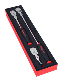 Juego de trinquete de cabeza flexible con agarre suave y tecnología Dual 80® con accionamiento de 1/4" de 3 piezas con organización PRO-FI™ (rojo)