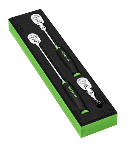 Juego esencial de trinquete de agarre suave con accionamiento de 1/4" y organización PRO-FI™ de 3 piezas (verde)