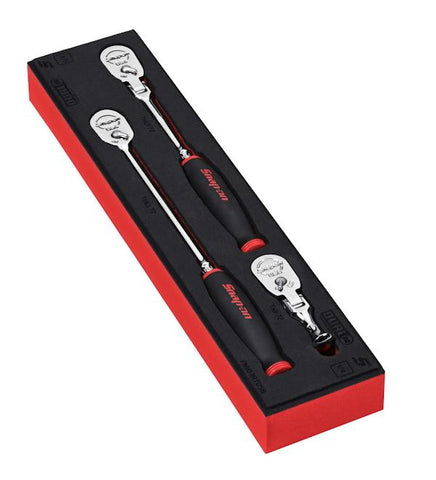 Juego esencial de trinquete de agarre suave con accionamiento de 1/4" y organización PRO-FI™ de 3 piezas (rojo)