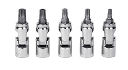Juego de 5 vasos de puntas universales rechonchas a prueba de manipulaciones TORX® con accionamiento de 1/4" (T20-T40)