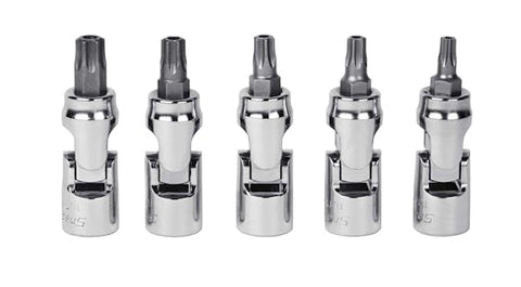 Juego de 5 vasos de puntas universales rechonchas a prueba de manipulaciones TORX® con accionamiento de 1/4" (T20-T40)