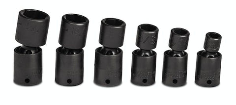 Juego de dados giratorios de impacto poco profundo SAE Flank Drive® de 6 puntos con accionamiento de 1/4" y 6 piezas