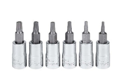 Juego de dados con punta estándar TORX® de 6 piezas con impulsión de 1/4"