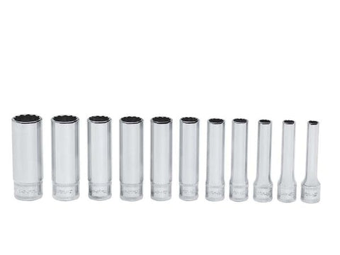 Juego de vasos profundos Flank Drive® métricos de 12 puntas con cuadro de 1/4" (5–14 mm) de 11 piezas