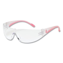 Gafas de seguridad sin montura Eva®, lentes de policarbonato transparente, marco recubierto de policarbonato/caucho rosa, antirayaduras