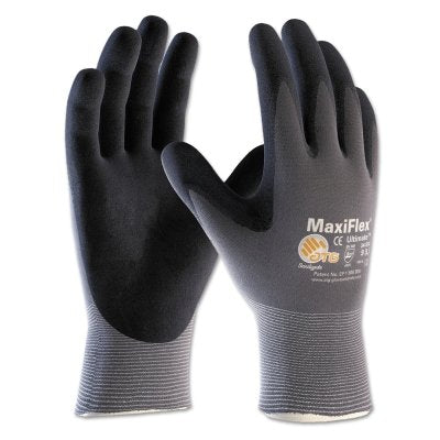 Guantes de agarre de microespuma recubiertos de nitrilo MaxiFlex® Ultimate™, talla 2X-Small, negros/grises, palma y dedos recubiertos