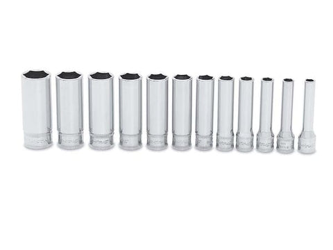 Juego de vasos profundos Flank Drive® métricos de 6 puntas con cuadro de 1/4" (5–15 mm) de 12 piezas