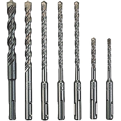 Juego de 7 brocas de carburo SDS para taladro de percusión, 3/16", 1/4", 5/16", 3/8" y 1/2" de diámetro.