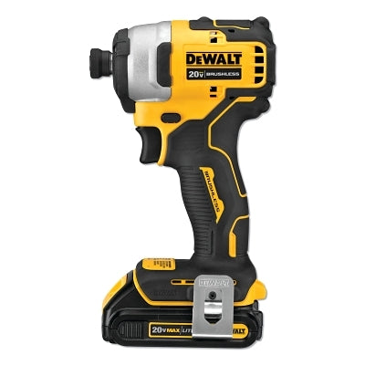 ATOMIC™ 20V MAX* Cordless Brushless Impact Driver, 1/4 in. drive, includes 1.5 Ah batteries, charger, belt clip and pouch.