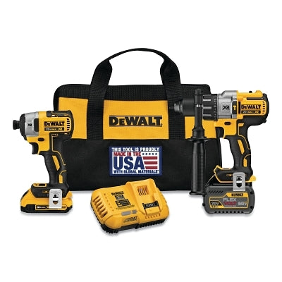 Kit combinado de taladro percutor y atornillador de impacto inalámbrico FLEXVOLT® de 6,0 Ah/2,0 Ah