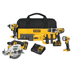 Premium 5-Tool Combo Kit 20V MAX*, 20V, 1/2 in. Hammer Drill, 1/4 in. Impact Driver, 6-1/2 in. Circular Saw, Work Light, Reciprocating Saw