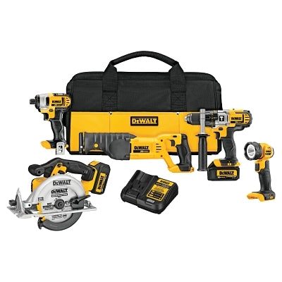 Premium 5-Tool Combo Kit 20V MAX*, 20V, 1/2 in. Hammer Drill, 1/4 in. Impact Driver, 6-1/2 in. Circular Saw, Work Light, Reciprocating Saw