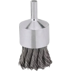 Cepillo de extremo, XP, alambre de nudo inoxidable, 1 pulg. de diámetro, eje de 1/4 pulg., 20 000 RPM