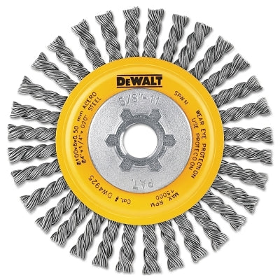Wire stringing wheel, 6 in. diameter, 1/2 in. front diameter, 0.020 in. carbon steel wire, 25,000 RPM