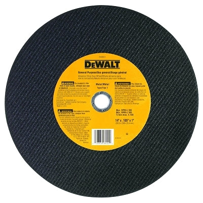 Type 1 - Cutting discs, 16" diameter, 1" arbor diameter, A36S grit, 3800 RPM, metal cutting