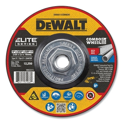 Elite Series™ Combination Wheel, T27, 5 in. Diameter x 3/32 in. Thickness x 7/8 in. Axle, 24 Grit, XP™ Ceramic