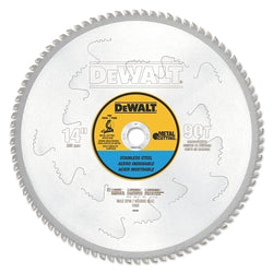 Stainless steel cutting saw blade, 1 in. shaft, 90 teeth, 14 in. diameter, 1800 RPM