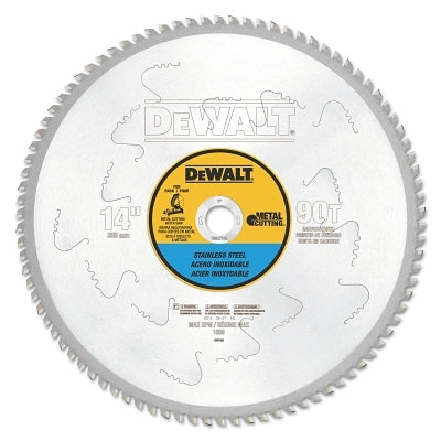 Stainless steel cutting saw blade, 1 in. shaft, 90 teeth, 14 in. diameter, 1800 RPM